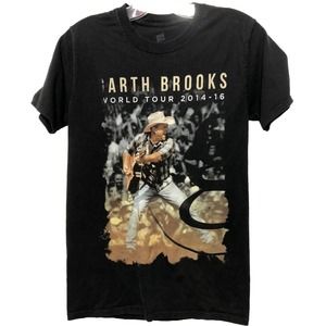 Garth Brooks Tee Mens Small Black - T-Shirts Hanes Beefy T -World Tour 2014